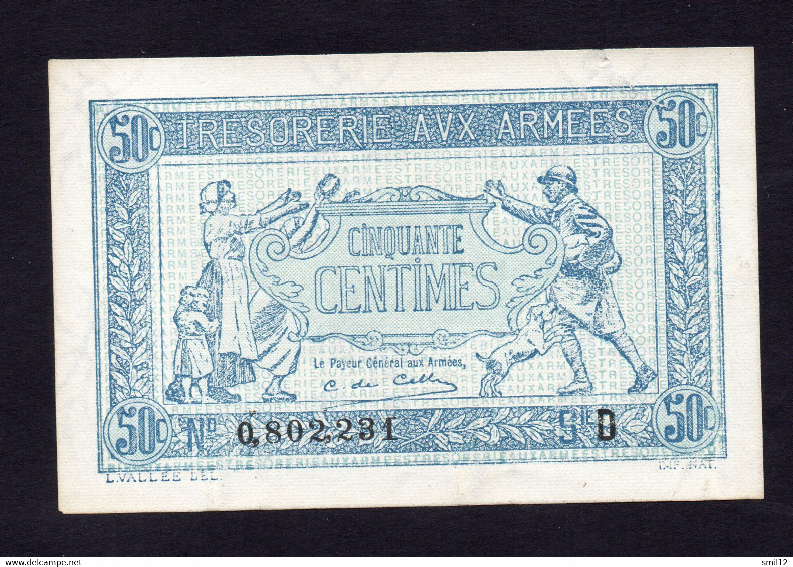 Trésorerie Aux Armées - 50 Centimes - Lettre D -  Etat Neuf Mais Coupure - 1917-1919 Army Treasury