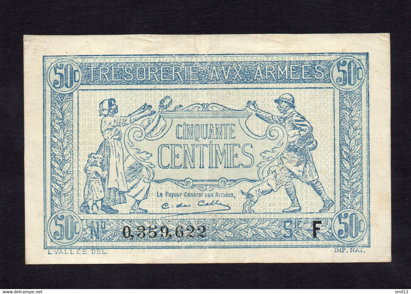 Trésorerie Aux Armées - 50 Centimes - Lettre F - Ttb++ - 1917-1919 Armeekasse