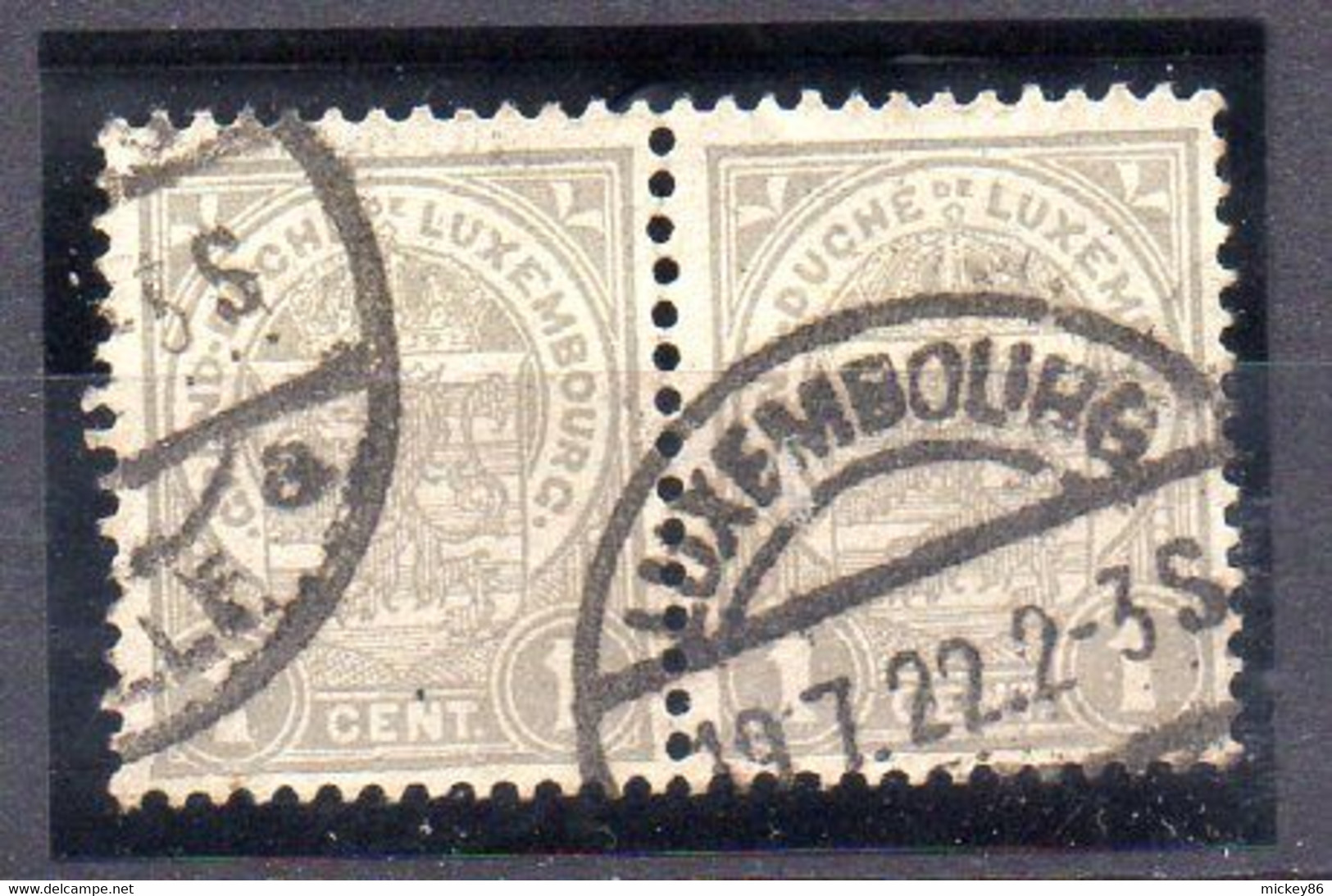 Luxembourg--1922-- 1c  écusson --paire Horizontale - Cachet "LUXEMBOURG-VILLE "..19-7-22......à Saisir - 1859-1880 Wappen & Heraldik