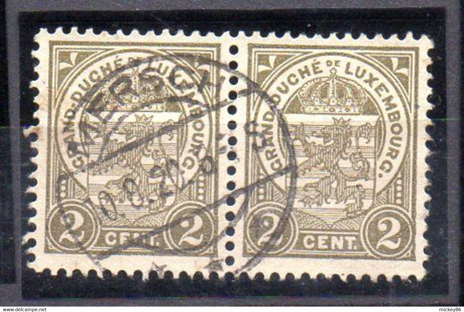 Luxembourg--1920-- 2c  écusson --paire Horizontale - Cachet " MERSCH "..10-6-20..........à Saisir - 1859-1880 Stemmi