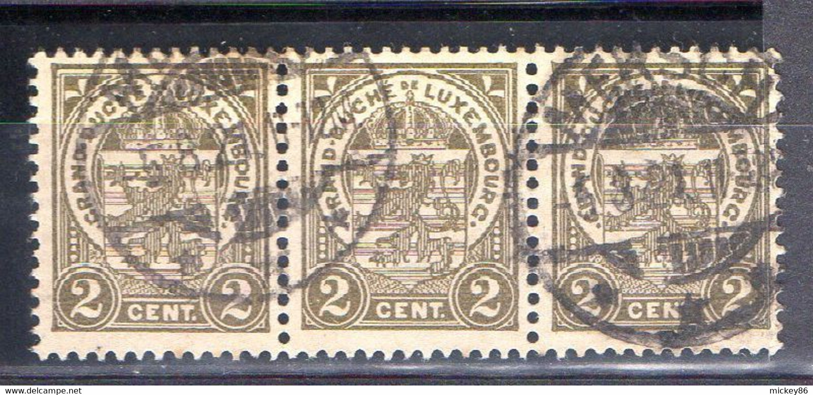 Luxembourg--1921-- 2c  écusson --bande Horizontale De 3 Timbres  - Cachet " MERSCH "..5-3-21..........à Saisir - 1859-1880 Coat Of Arms