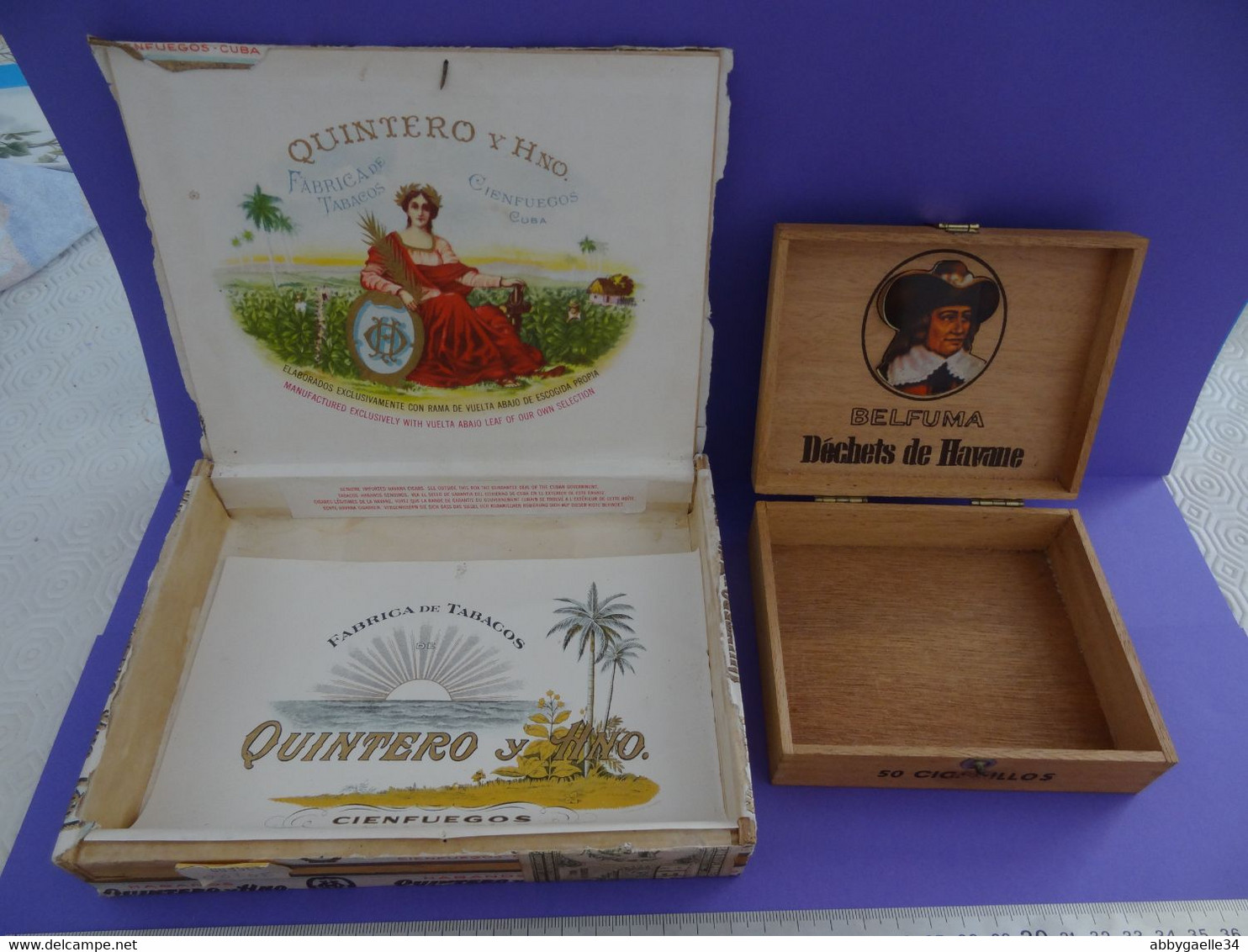 * Lot De 4 Boîtes De Tabac Vides Bois * Partagas Flor De Tabacos, Quintero Y Hno, Cienfuegos, Delfuma Havane Cuba (lot 1 - Empty Tobacco Boxes