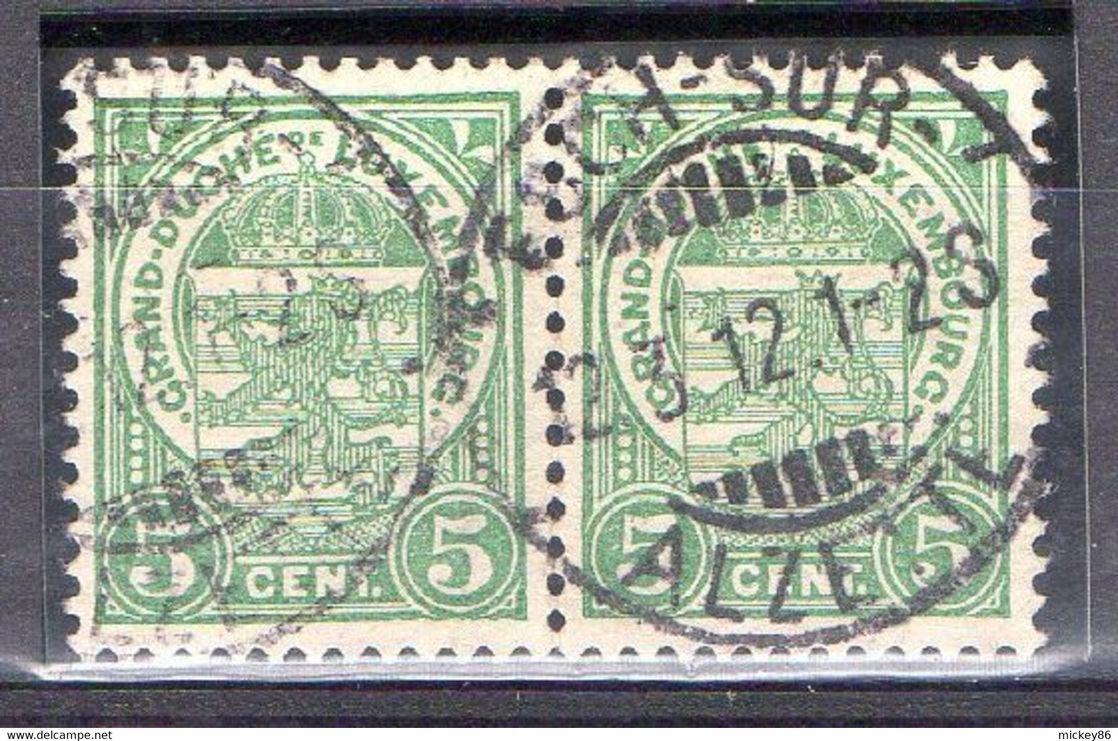 Luxembourg--1920-- 5c  écusson --paire Horizontale De Timbres  - Cachet " ESCH SUR ALZETTE "..12-3-12..........à Saisir - 1859-1880 Wappen & Heraldik