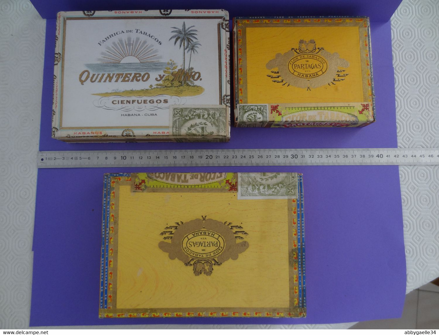 * Lot De 3 Boîtes De Tabac Vides Bois * Partagas Flor De Tabacos, Quintero Y Hno, Cienfuegos, Cuba Havane Habana (lot 2) - Empty Tobacco Boxes