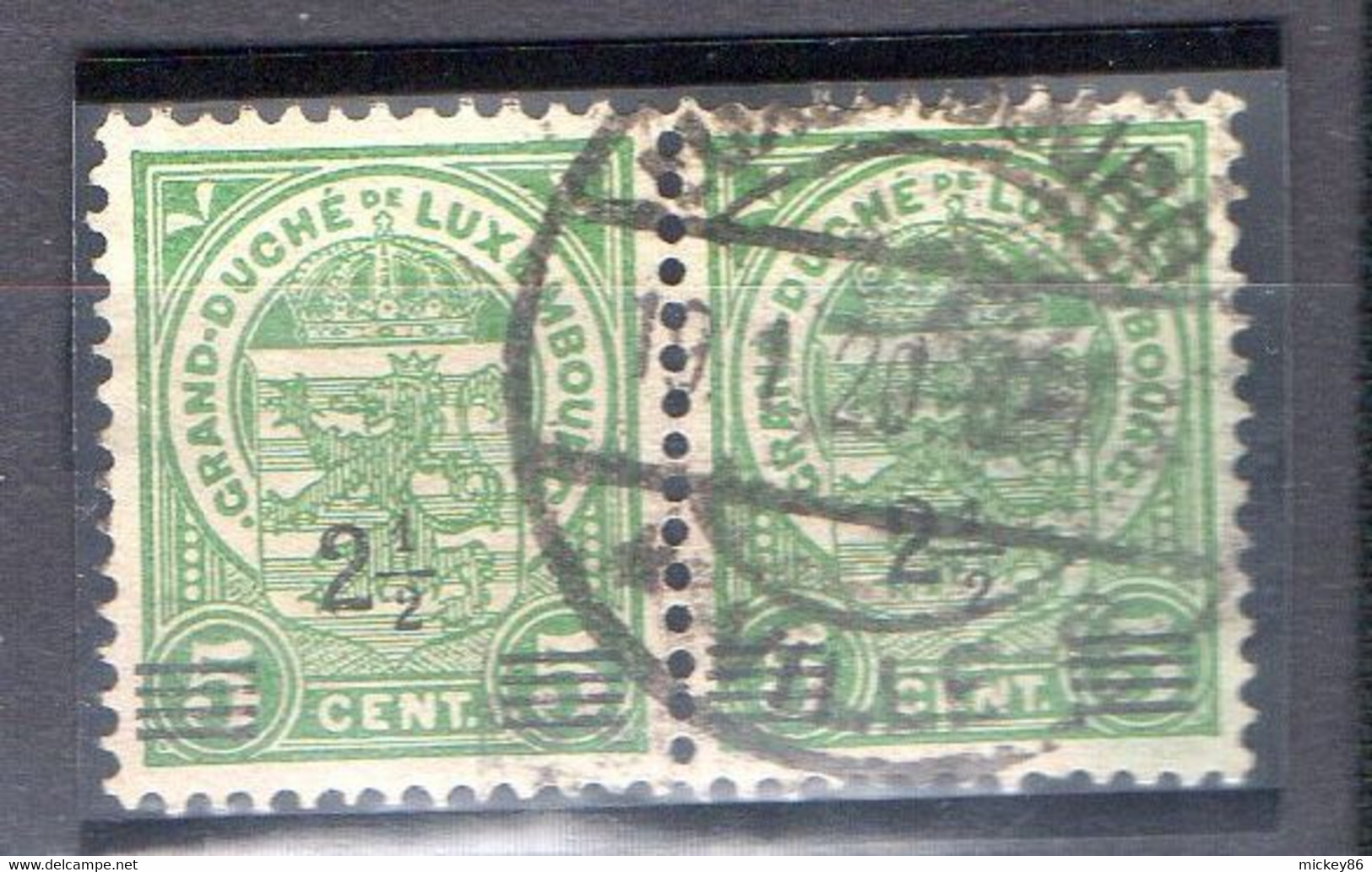 Luxembourg--1920-- 5c écusson Surch 2 1/2  --paire Horizontale- Cachet " LUXEMBOURG-VILLE  "..17-1-21..........à Saisir - 1859-1880 Armarios