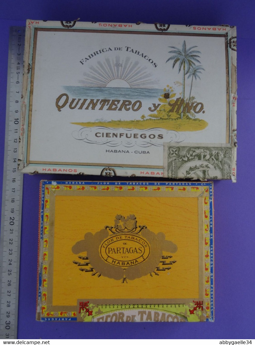 * Lot De 2 Boîtes De Tabac Vides Bois * Partagas Flor De Tabacos, Quintero Y Hno, Cienfuegos, Cuba Havane Habana (lot 3) - Tabaksdozen (leeg)