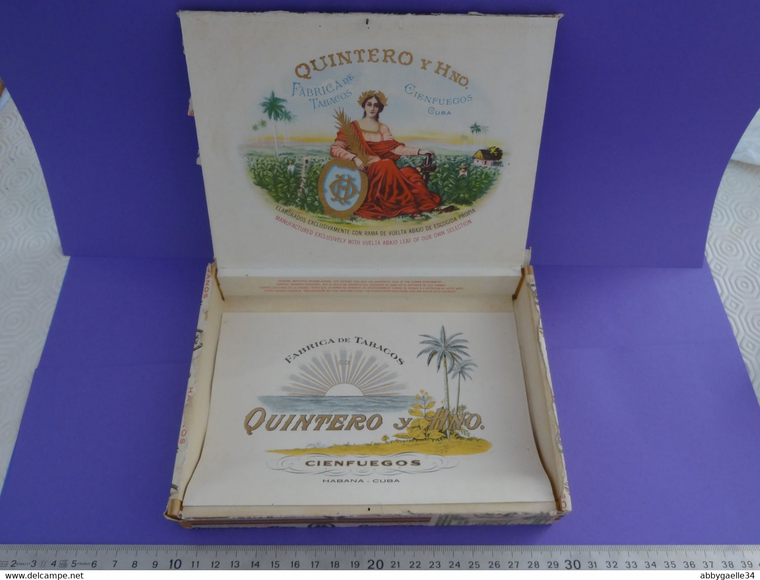 Boîte De Tabac Vide En Bois QUINTERO Y Hno, Cienfuegos, Cuba Havane Habana (lot 4) - Cajas Para Tabaco (vacios)