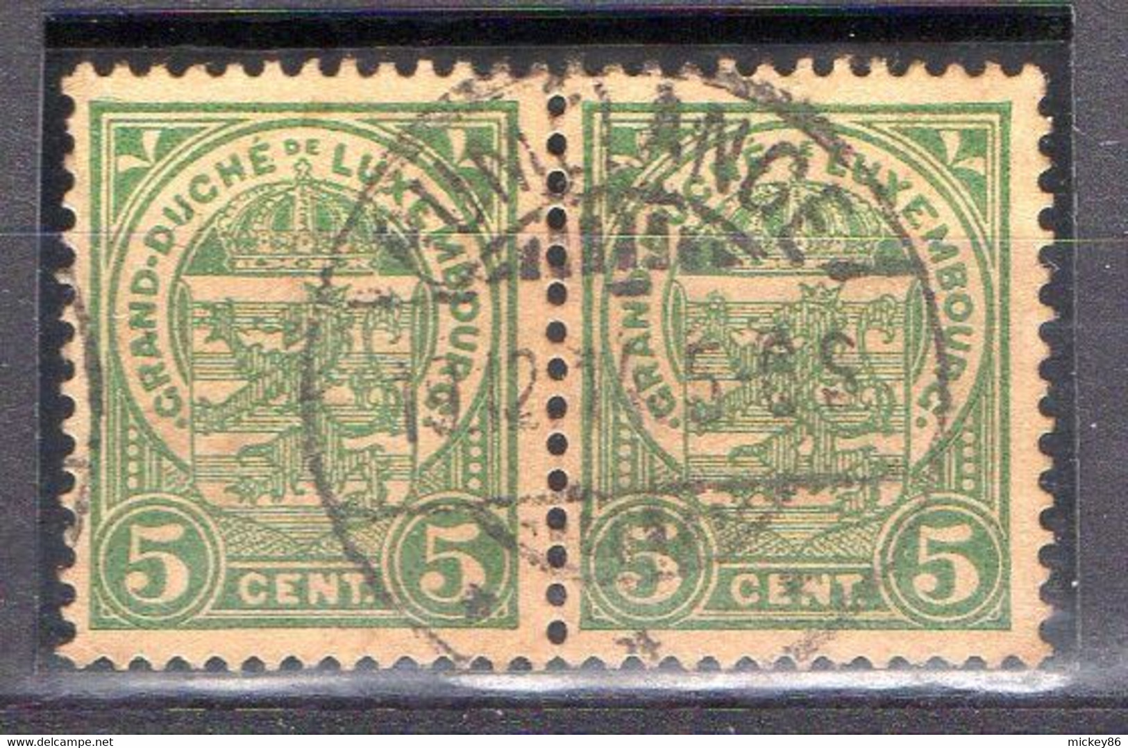 Luxembourg--1914 - 5c écusson- Paire Horizontale De Timbres  - Cachet "RUMELANGE  "..15-12-14..........à Saisir - 1859-1880 Wappen & Heraldik
