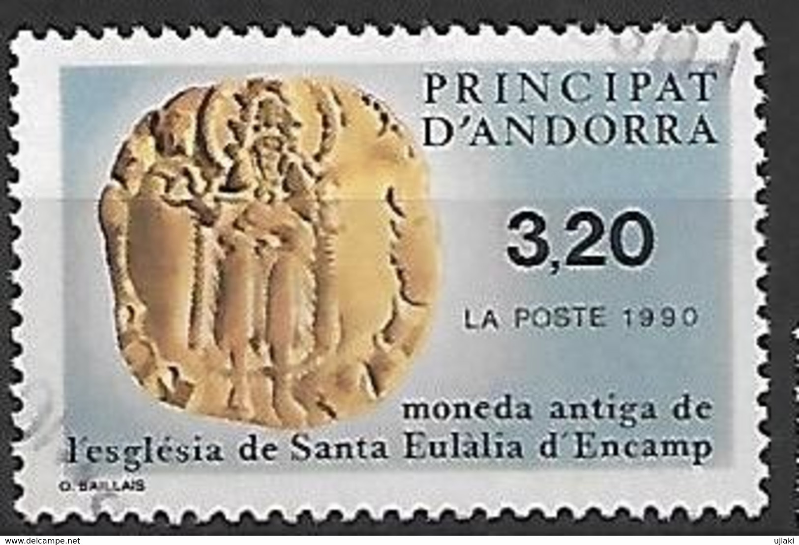 ANDORRE FRANCAIS: Pièce De Monnaie De L'église De Ste Eulalia D'encamp TP  N° 397  Année:1990 - Gebruikt