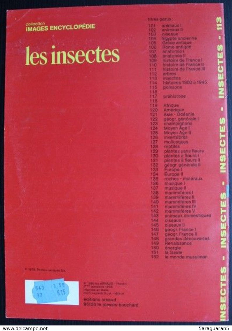 Documentation Scolaire Arnaud - 113 - Les Insectes - Edition 1985 - Schede Didattiche