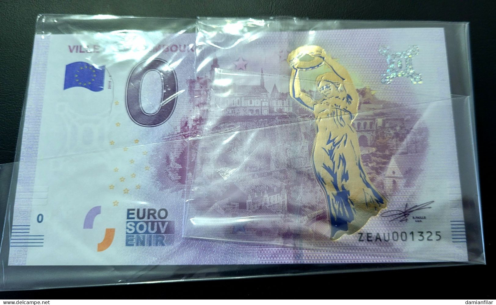 0 Euro Souvenir Ville De Luxembourg ZEAU 2019-1 Gold - Lussemburgo