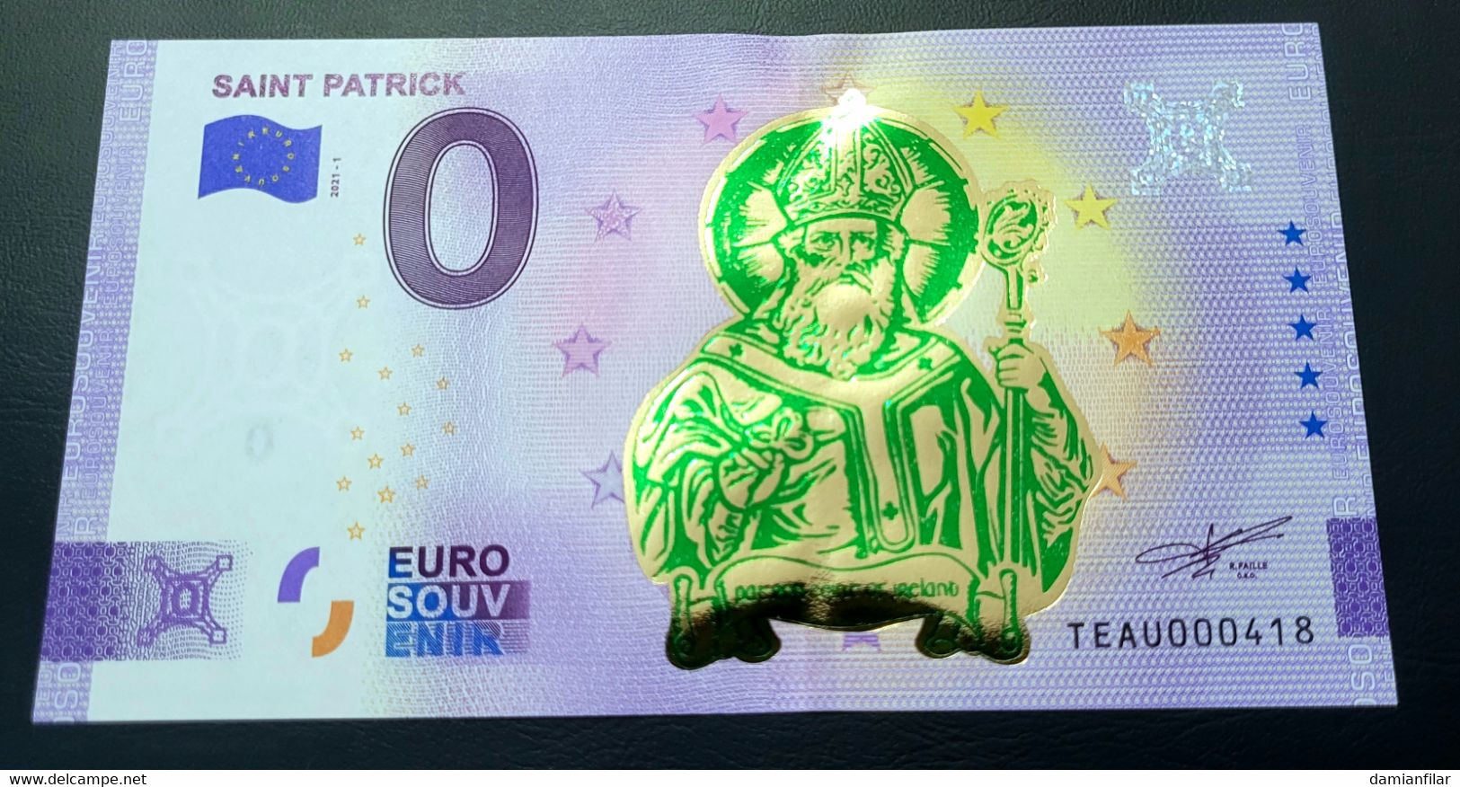 0 Euro Souvenir Saint Patrick TEAU 2021-1 Gold - Irland