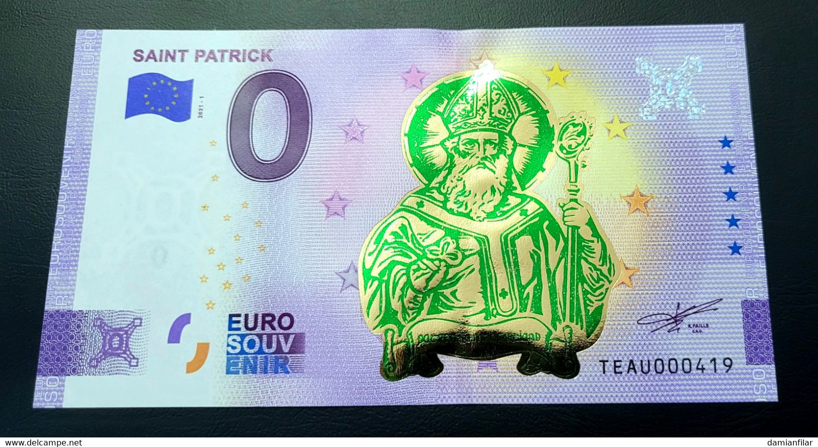 0 Euro Souvenir Saint Patrick TEAU 2021-1 Gold - Irland