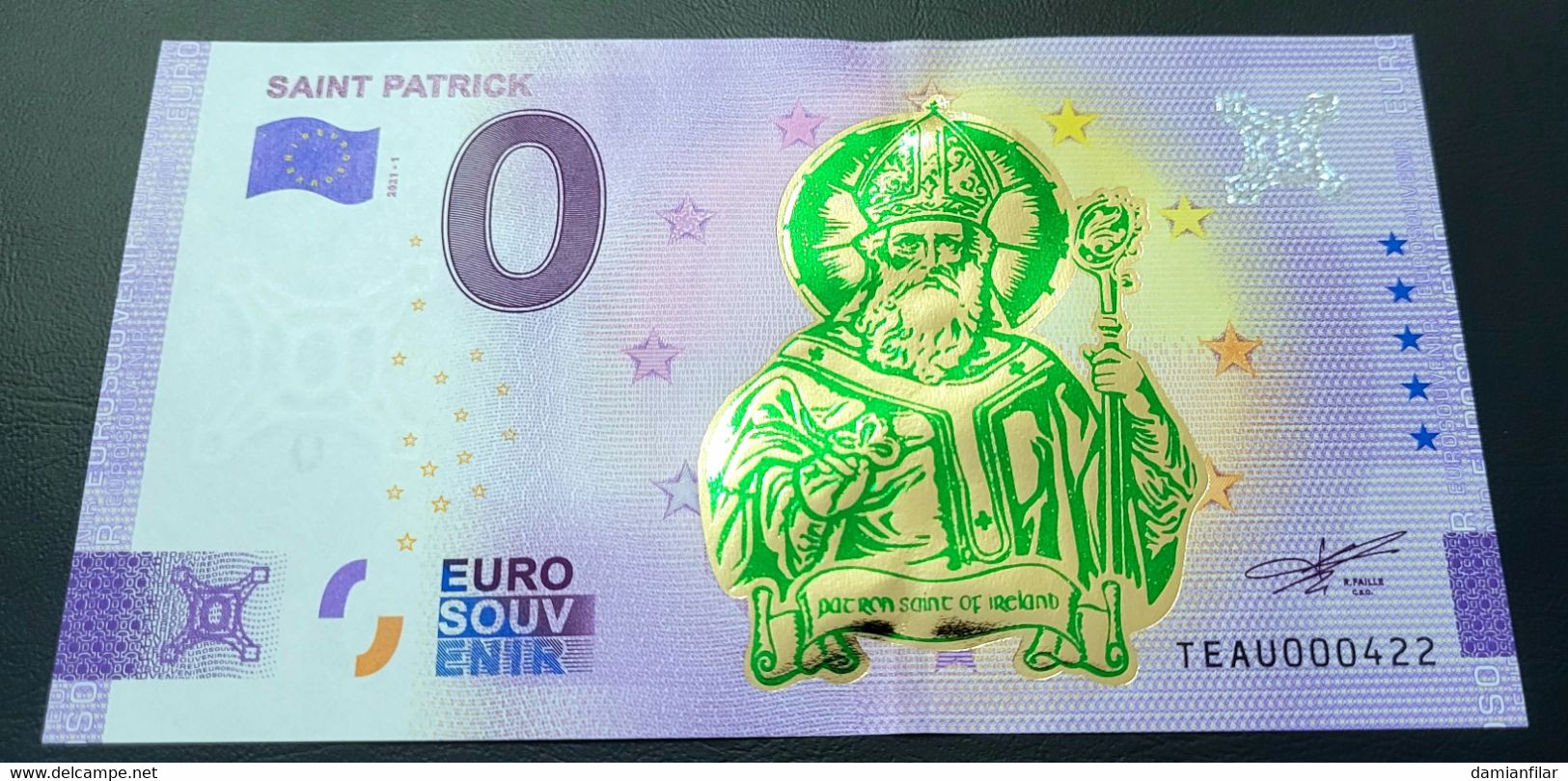 0 Euro Souvenir Saint Patrick TEAU 2021-1 Gold - Irland