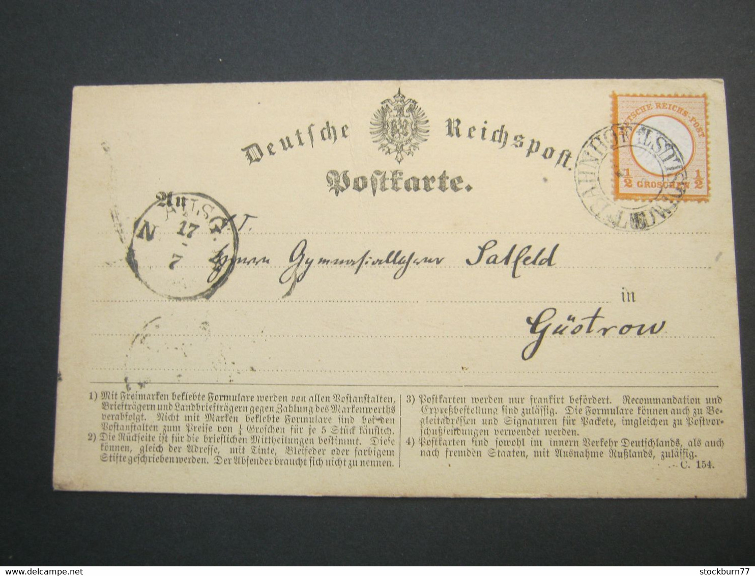 1872 , BAHNHOF LUDWIGSLUST , Klarer Stempel Auf Karte - Mecklenburg-Schwerin