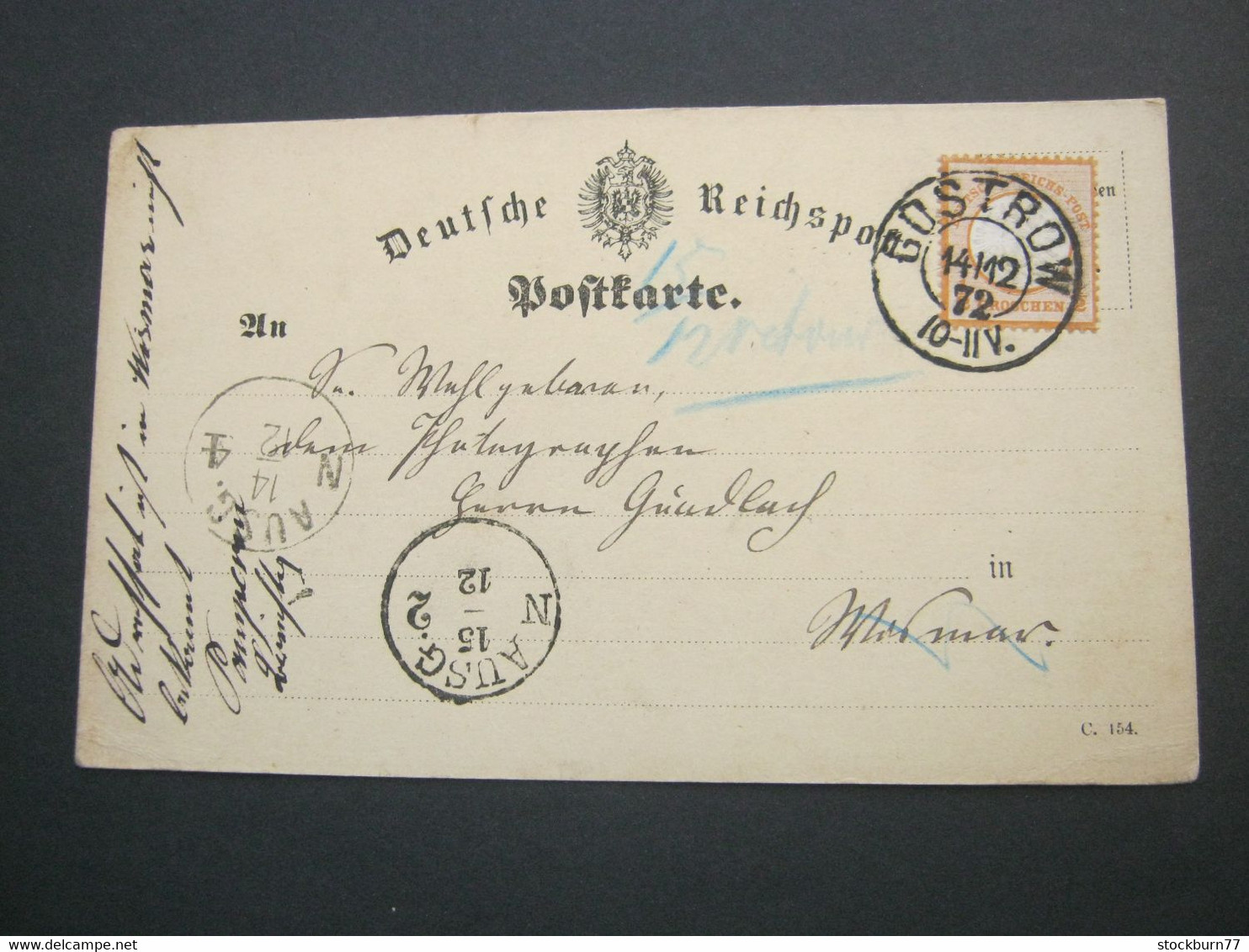1872 , GÜSTROW , Klarer Stempel Auf Karte - Mecklenbourg-Schwerin