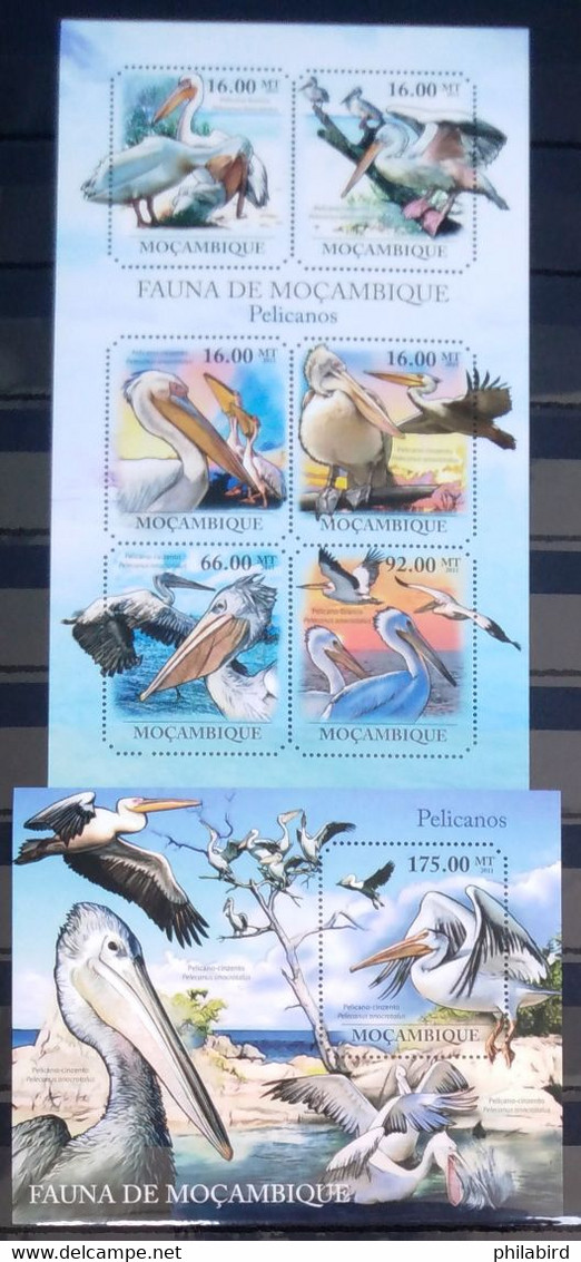 OISEAUX - MOZAMBIQUE                N° 4064/4069 + BF 446                      NEUF** - Pélicans