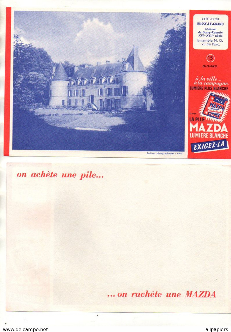 Buvard La Pile Mazda Lumière Blanche Côte-D'Or Bussy-Le-Grand Château De Bussy-Rabutin - Format : 20.5x13.5 Cm - Batterijen