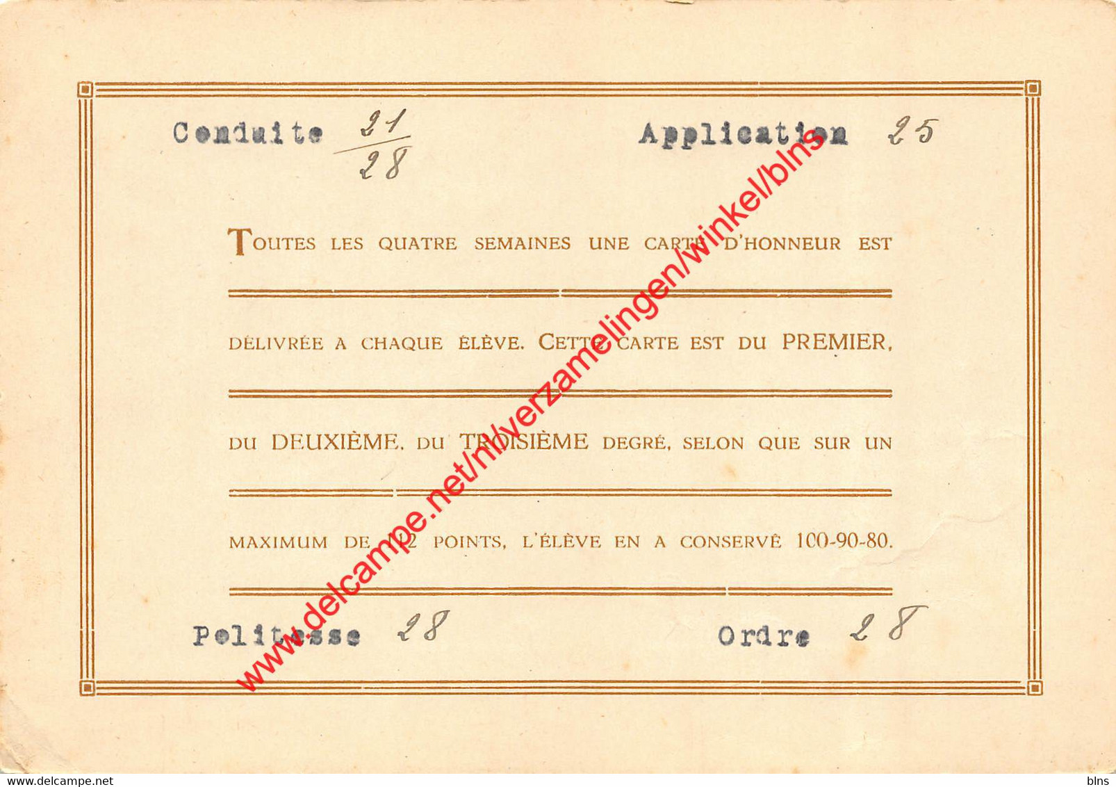 Pensionnat Saint Joseph - Carte D'Honneur - Betekom Begijnendijk - Begijnendijk