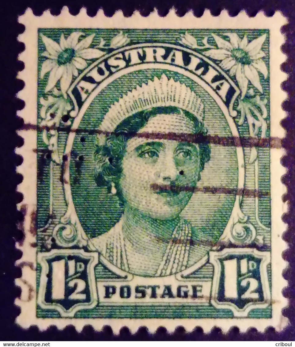 Australie Australia 1942 Queen Elisabeth Avec Filigrane With Watermark Perforé Perfin Yvert 144 O Used - Perforés