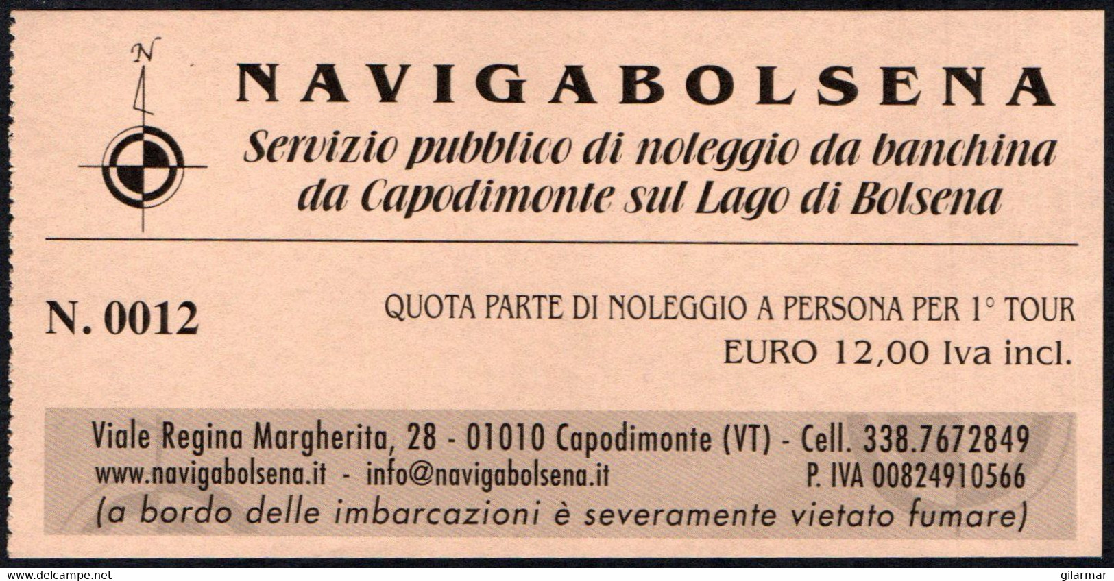 SHIPS - NAVIGABOLSENA 2022 - BIGLIETTO PER TOUR SUL LAGO DI BOLSENA - PARTENZA DA CAPODIMONTE - Europa