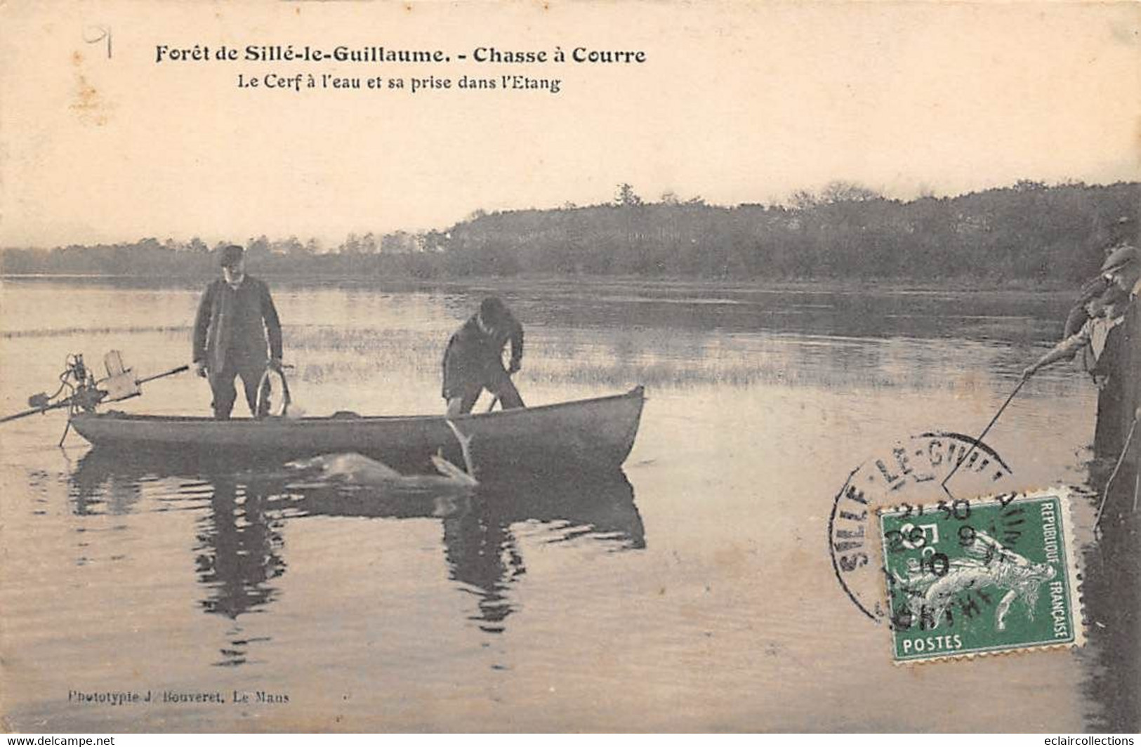 Sillé Le Guillaume     72       Chasse à Courre . Le Cerf à L'eau Et Sa Prise Dans L'étang     ( Voir Scan) - Sille Le Guillaume