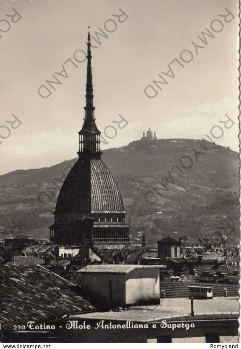 CARTOLINA  TORINO,PIEMONTE,MOLE ANTONELLIANA E SUPERGA,BELLA ITALIA,MEMORIA,CULTURA,RELIGIONE,STORIA,VIAGGIATA 1952 - Mole Antonelliana