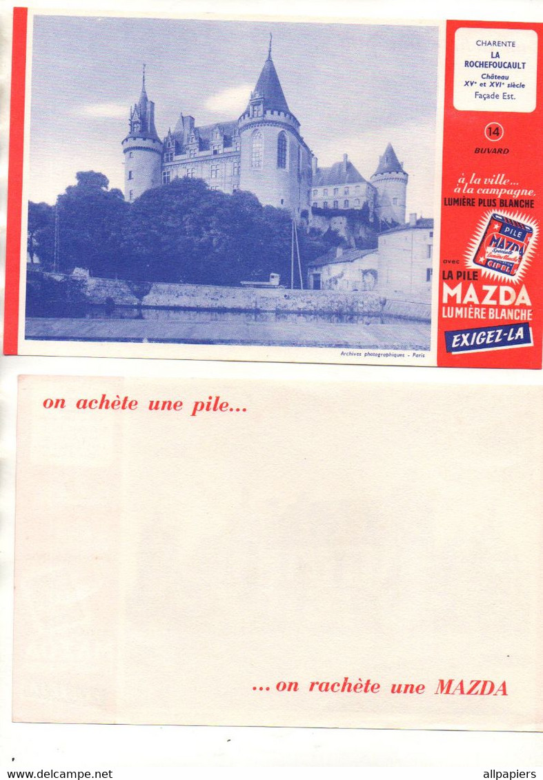 Buvard La Pile Mazda Lumière Blanche Charente Château La Rochefoucault - Format : 21x13.5 Cm - Piles