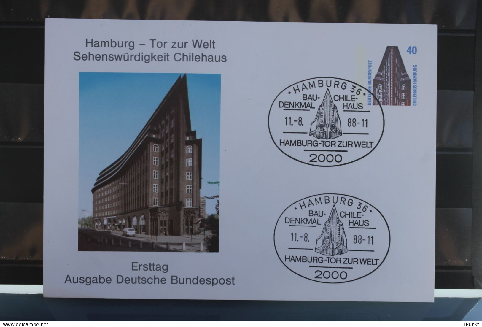 Ganzsache Mit Wertstempel Chilehaus / Sehenswürdigkeiten, SST - Cartes Postales Privées - Oblitérées