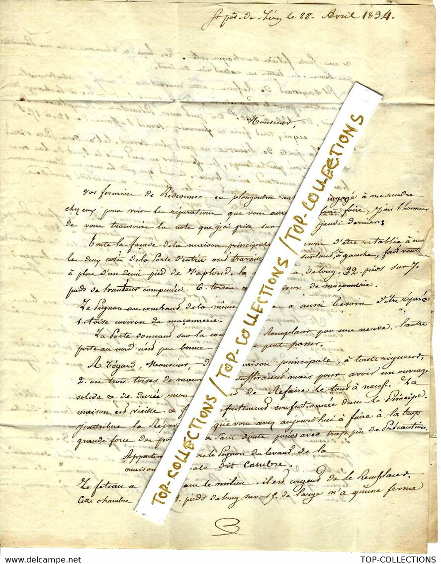 1834 LETTRE SIGN.  Pour Mr De Keroulas Propriétaire Château De Keroulas Brélès  Finistère Fermier De Redeonnec Plougoulm - Historical Documents