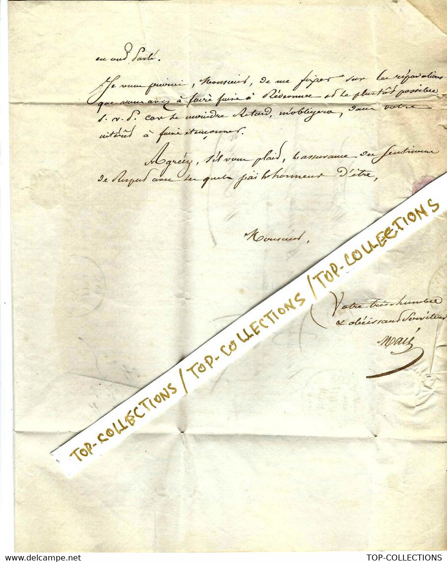 1834 LETTRE SIGN.  Pour Mr De Keroulas Propriétaire Château De Keroulas Brélès  Finistère Fermier De Redeonnec Plougoulm - Historical Documents