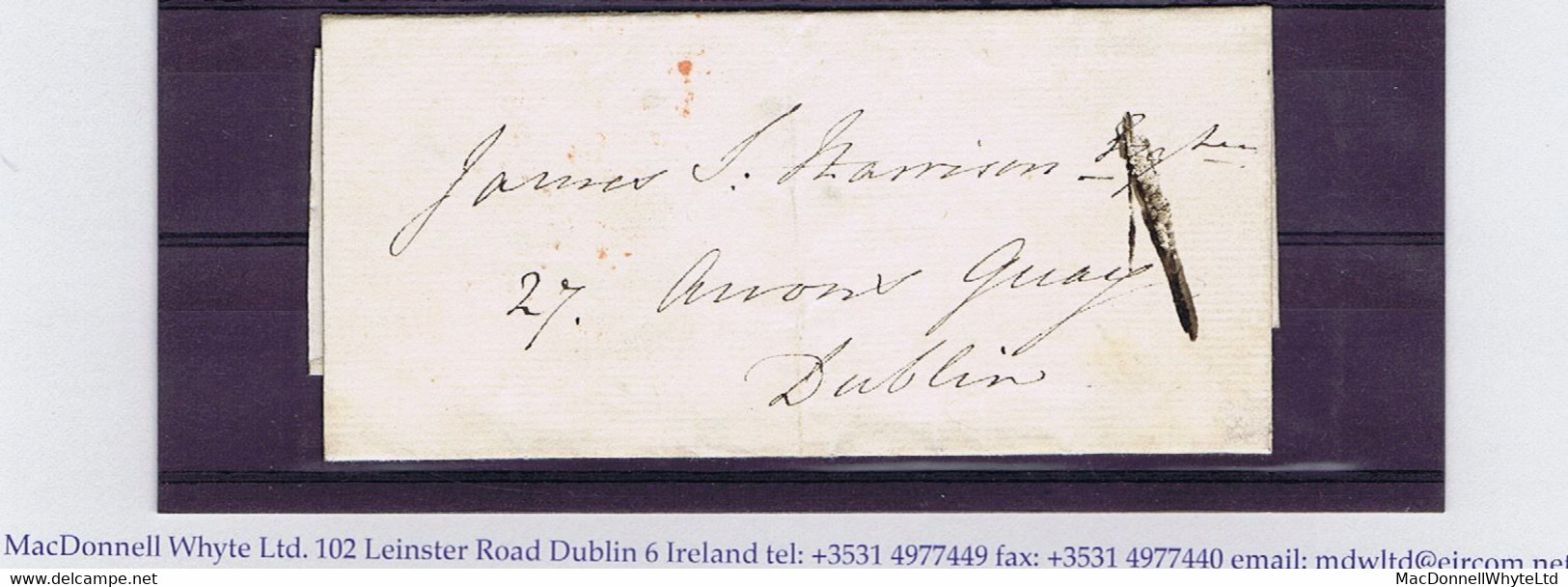 Ireland Dublin Penny Post 1820 Small Letter "Fairview" To Arran Quay With Hs "1" And Oval 3 O'CLOCK AFN 4SE4 1820 - Préphilatélie