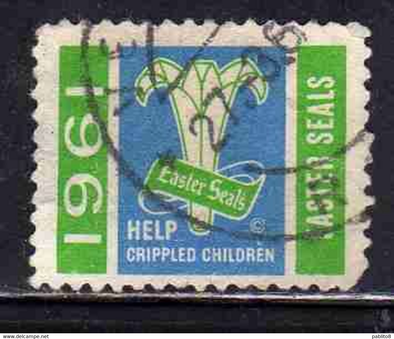 USA 1961 HELP CRIPPLED CHILDREN EASTER SEALS CINDERELLA LABEL VIGNETTE CHARITY STAMP USED USATO OBLITERE' - Unclassified