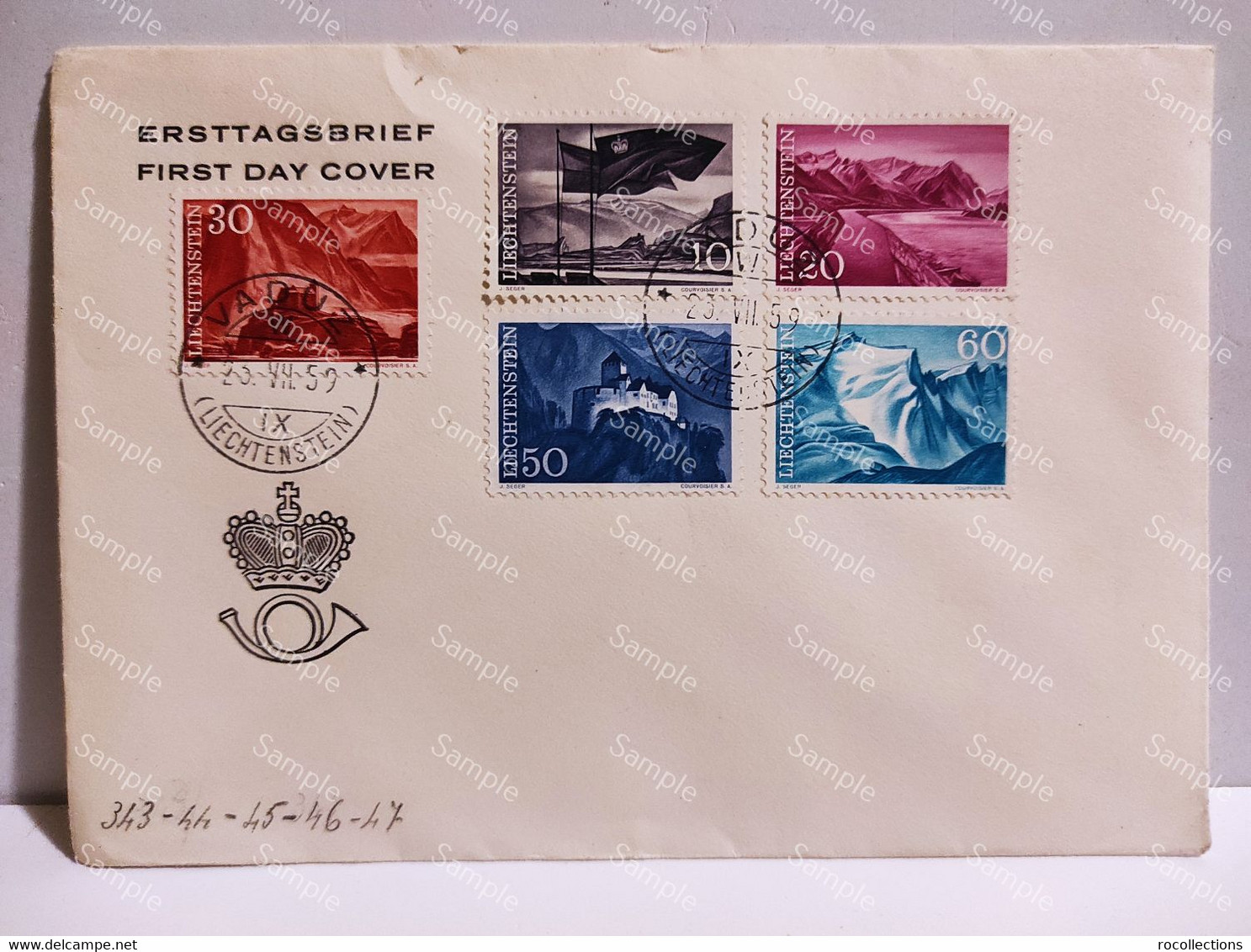 Liechtenstein VADUZ First Day Cover 1959. Five Stamps - Cartas & Documentos