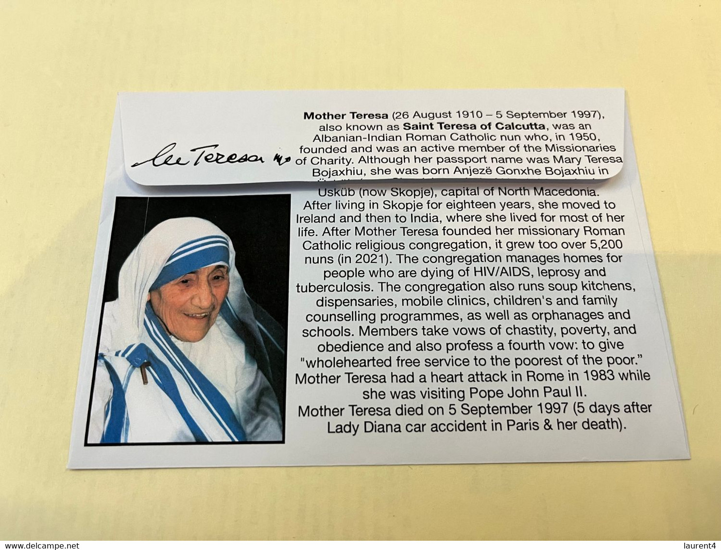 (2 J 39) 25th Anniversary Of The Death Of Mother Teresa In India On 5 Sep. 1997 - Papua New Guinea M. Teresa Stamp - Mère Teresa