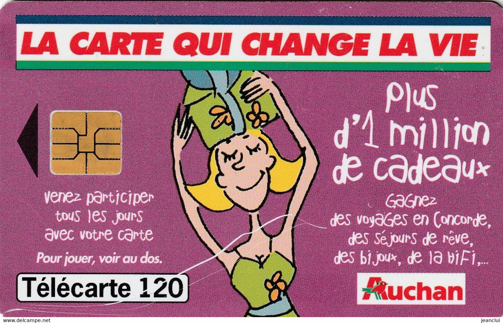 F 1013 A .   AUCHAN PRUNE . TIRAGE 4 M   . 120  U -  09/99 . SC7 .- COTE = 10 €     2 SCANES - 1999