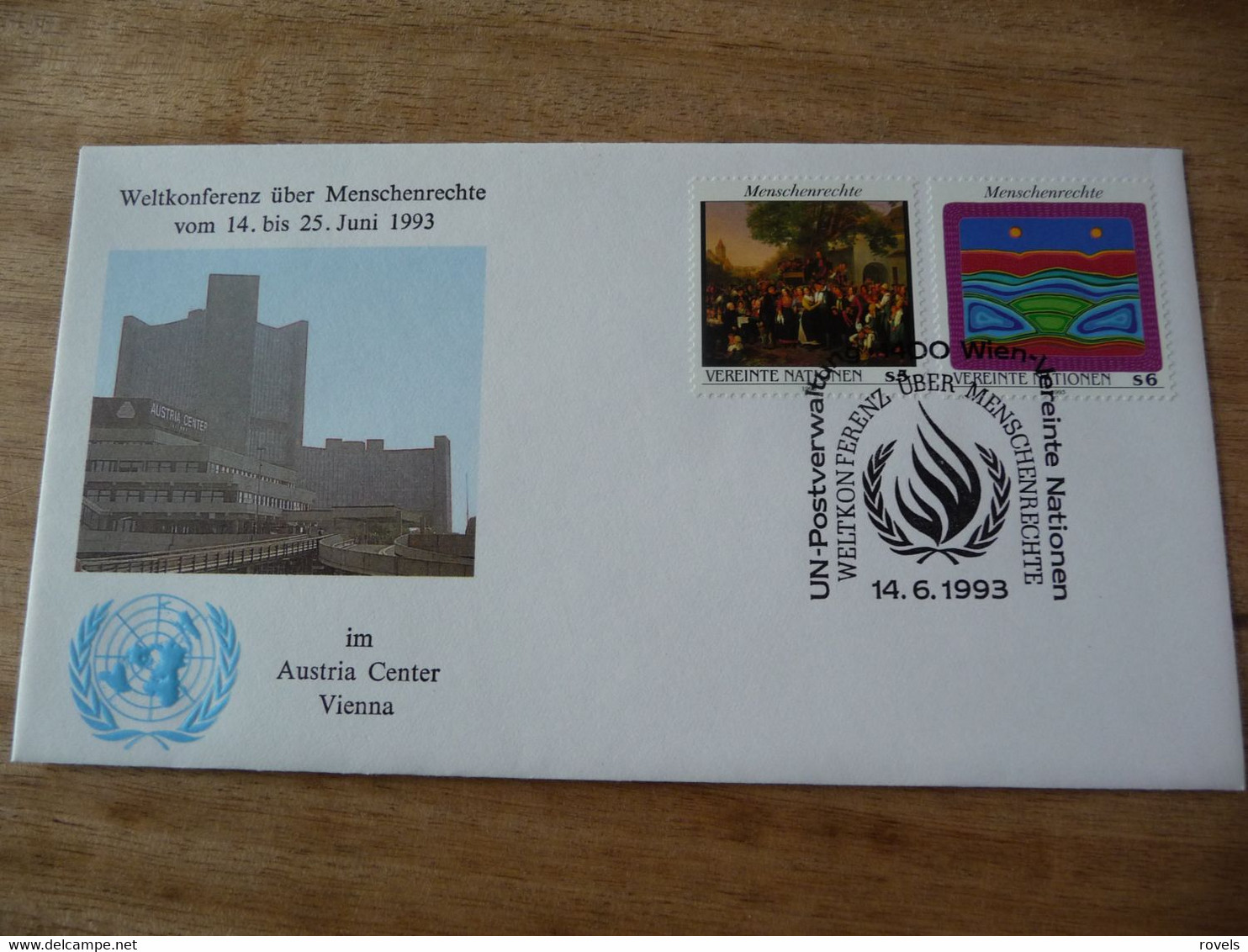 (7) UNITED NATIONS -ONU - NAZIONI UNITE - NATIONS UNIES * FDC 1993 * HUMAN RIGHTS SERIES - Covers & Documents
