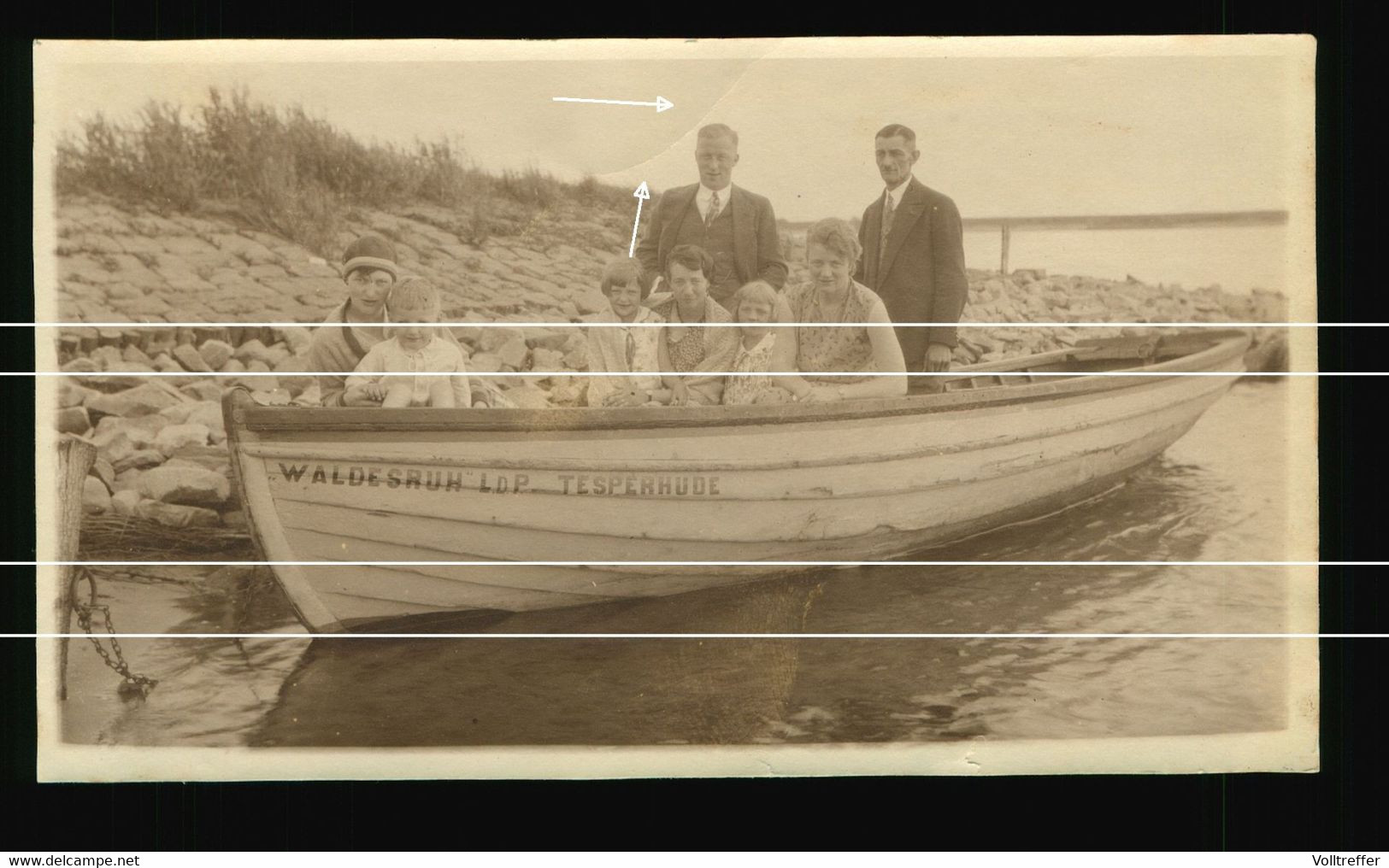 Orig. Foto Um 1914 Familie Im Boot Des Hotel ? L.D.P. Waldesruh Tesperhude Geesthacht, Schleswig Holstein - Geesthacht