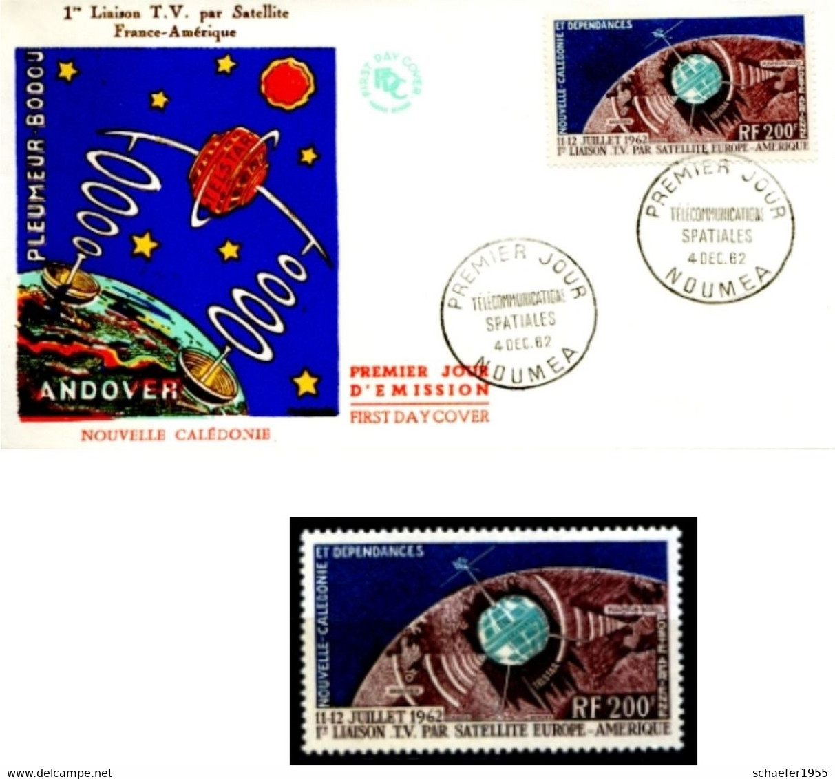 Nouvelle Caledonie, Neukaledonien, New Caledonia 1962 Telstar Satelite FDC + Stamp - Oceanía