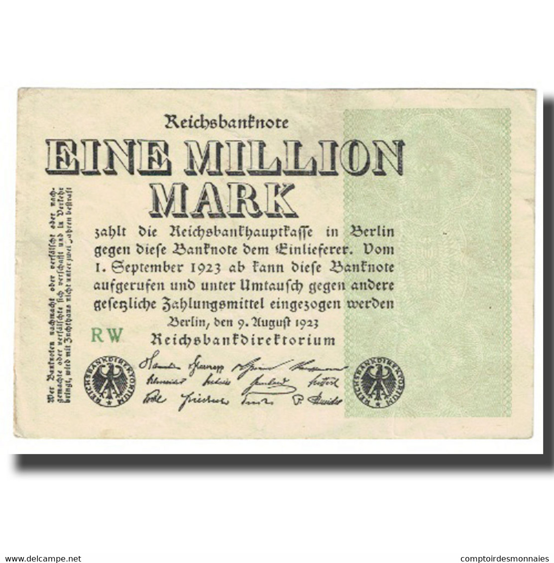 Billet, Allemagne, 1 Million Mark, 1923, 1923-08-09, KM:102a, SUP - 1 Million Mark
