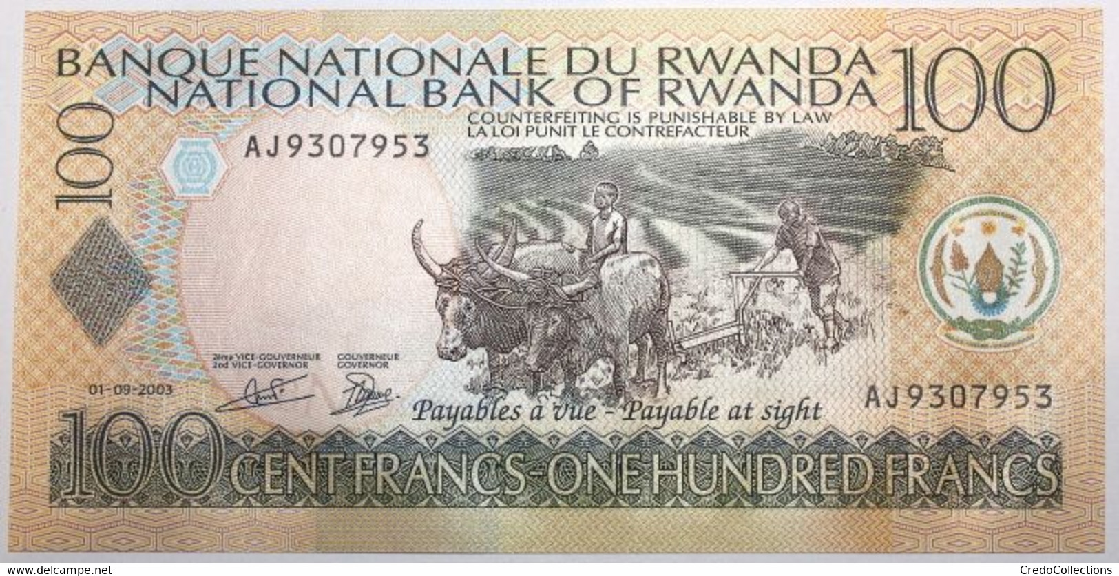 Rwanda - 100 Francs - 2003 - PICK 29b - NEUF - Ruanda