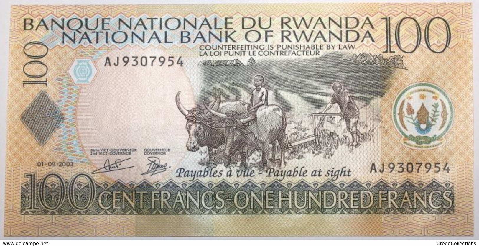 Rwanda - 100 Francs - 2003 - PICK 29b - NEUF - Rwanda