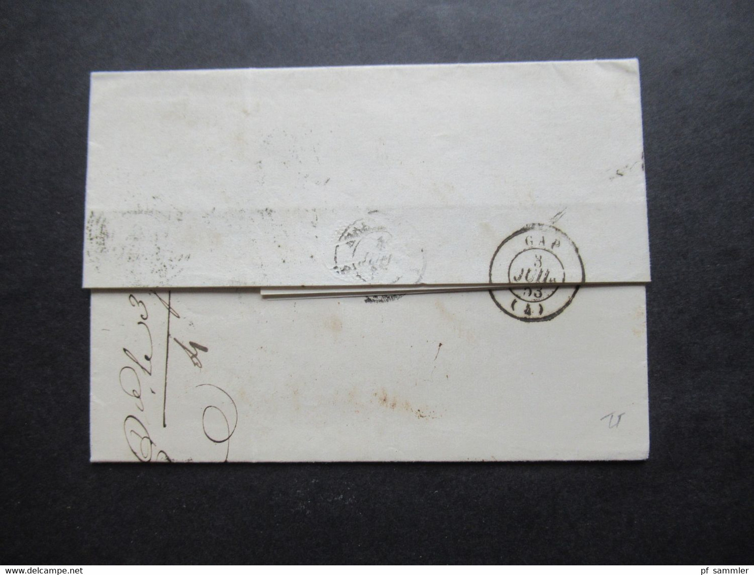 Faltbrief Mit Inhalt 1853 Stempel K1 Milano Und Taxstempel Chiffre 10 / Schwarzer K2 Autr. 2 Briancon 2 Nach Marseille - ...-1850 Préphilatélie