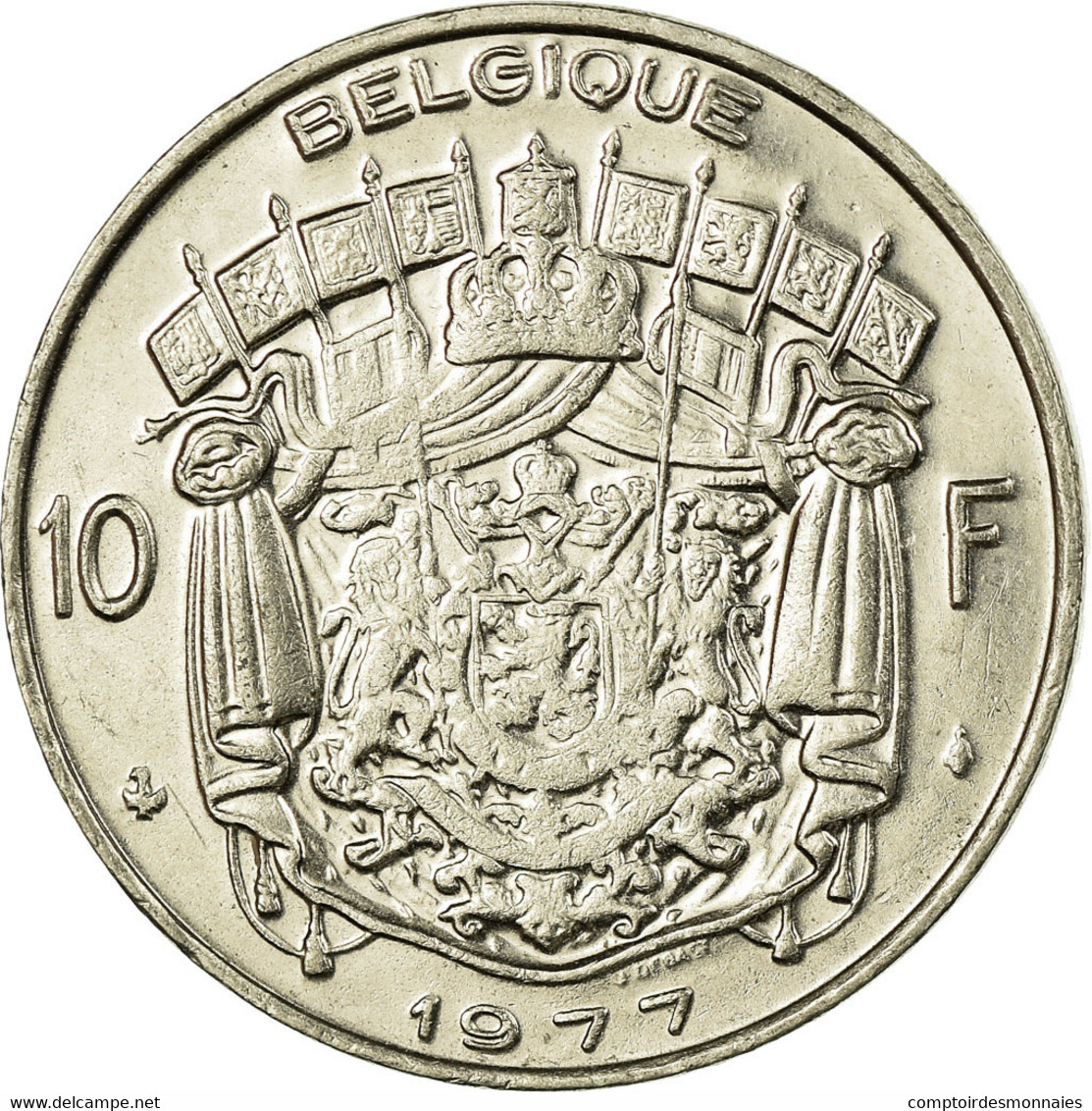 Monnaie, Belgique, 10 Francs, 10 Frank, 1977, Bruxelles, TTB, Nickel, KM:155.1 - 10 Francs