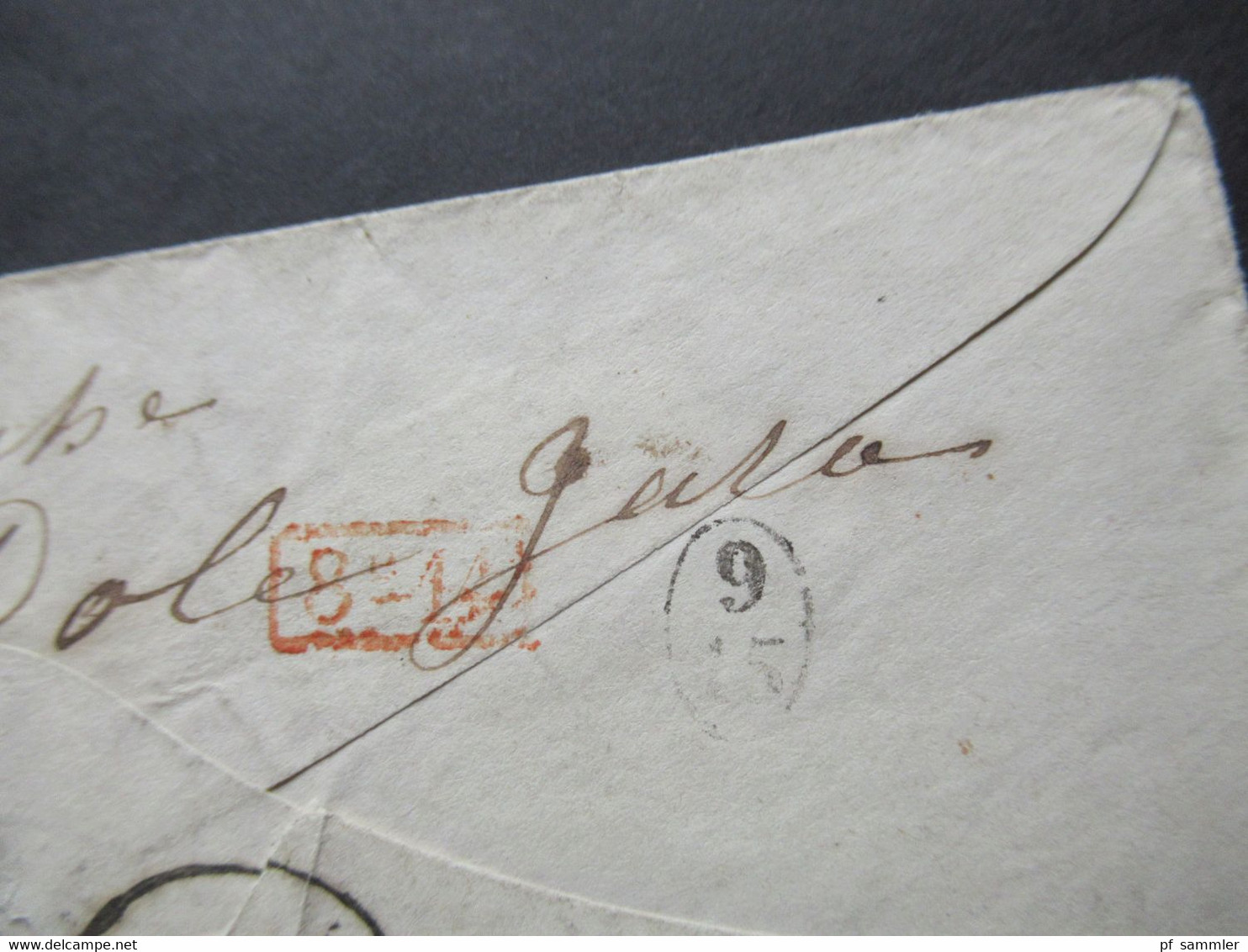 Kleiner Umschlag 1859 Stempel K1 Milano und Taxstempel Chiffre 8 / roter K2 Autriche 2 Culoz 2 nach Paris par Dole