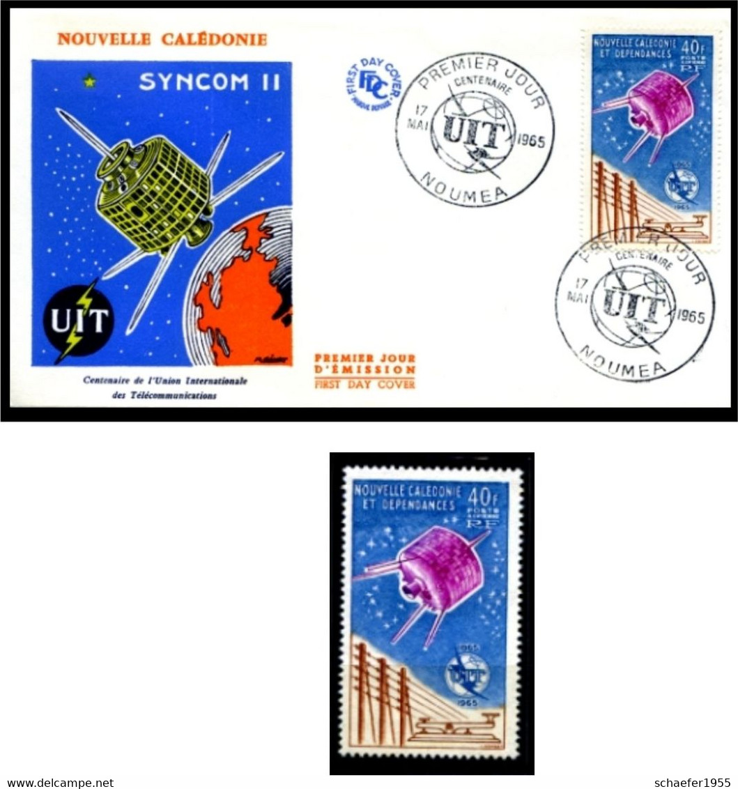 Nouvelle Caledonie, Neukaledonien, New Caledonia 1965 Syncom II FDC + Stamp - Ozeanien