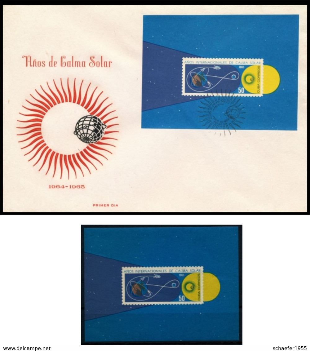 Cuba, Kuba 1965 Calma Solar FDC + Bloc - Amérique Du Nord