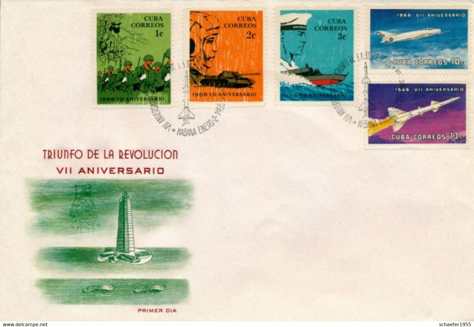 Cuba, Kuba 1966 FDC Triunfo Revolucion - North  America