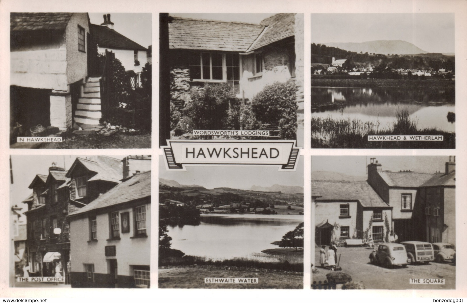 G.P. Abraham Postcard Hawkshead, Cumbria Multiview. Real Photo. Unposted - Hawkshead