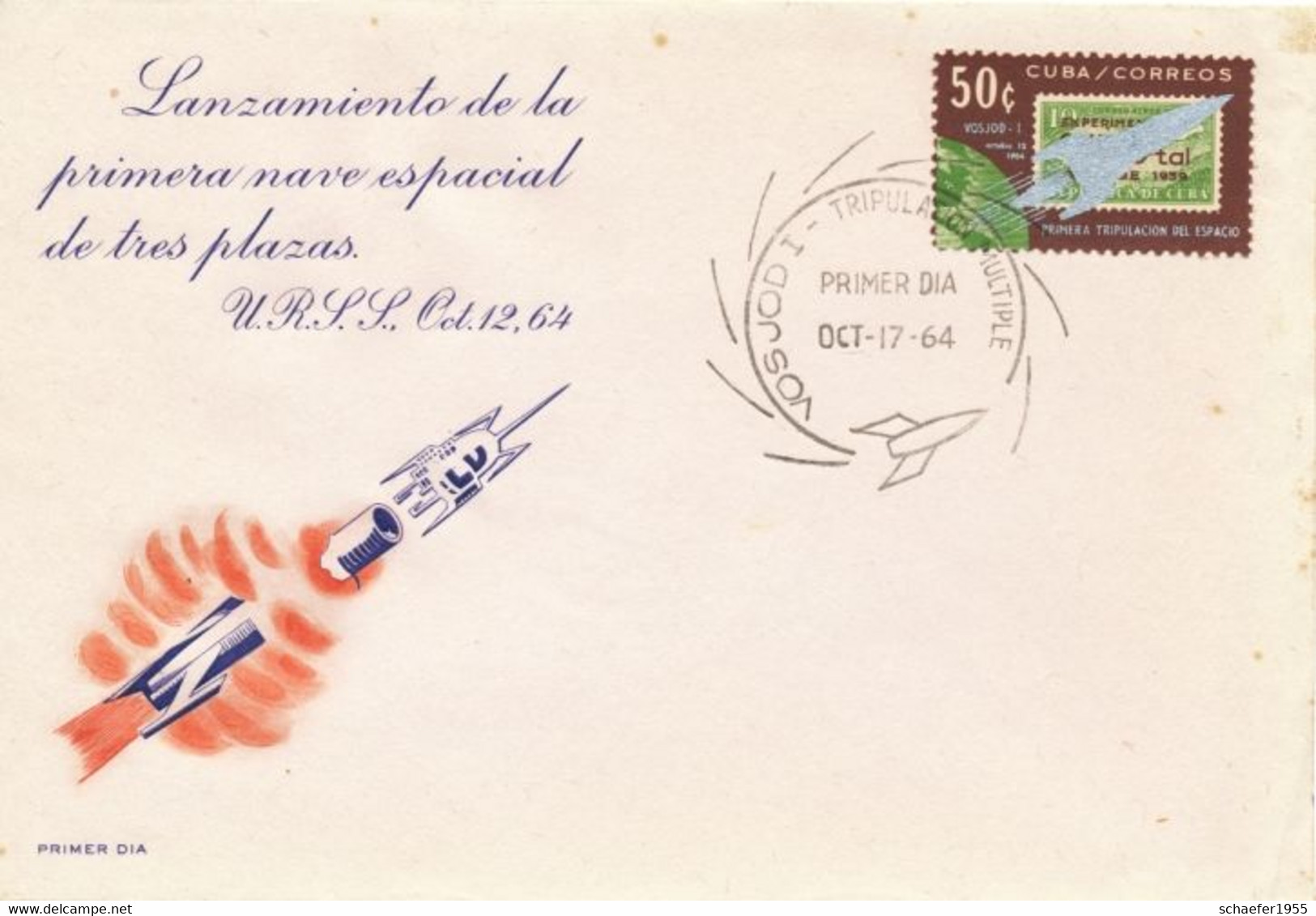 Cuba, Kuba 1964 FDC + Stamp VOSJOD - Nordamerika